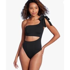 Shade & Shore Size: XS (0-2) Swimsuit 1-pc Black NWT plus mesh top cover